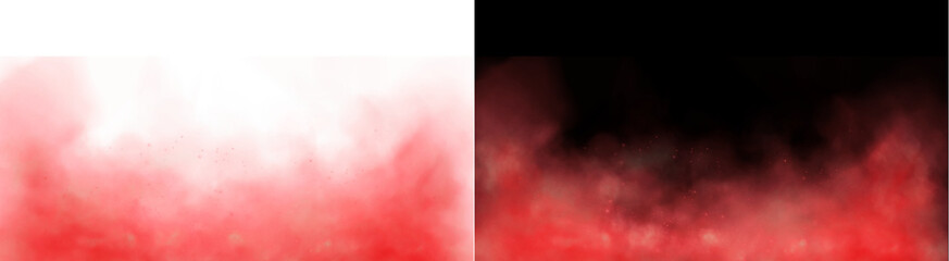 Fototapeta premium PNG image of Crimson red smoke effect with swirling floating embers captured in a high resolution digital render style on transparent background
