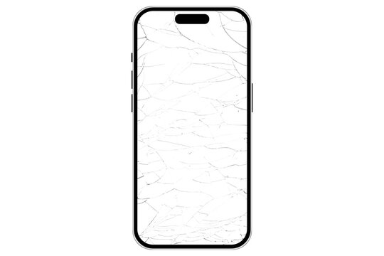 phone on a transparent background in PNG format with a broken glass effect