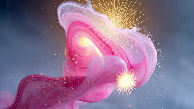Mesmerizing swirls of colorful smoke transform into glittering starburst display