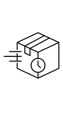 Fast delivery package box with clock time icon delivery shipping logistics transport shipment business tracking deadline schedule commerce management dispatch distribution