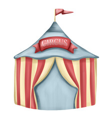 Vintage Colorful Circus Tent Isolated on White Background © Yaroslava