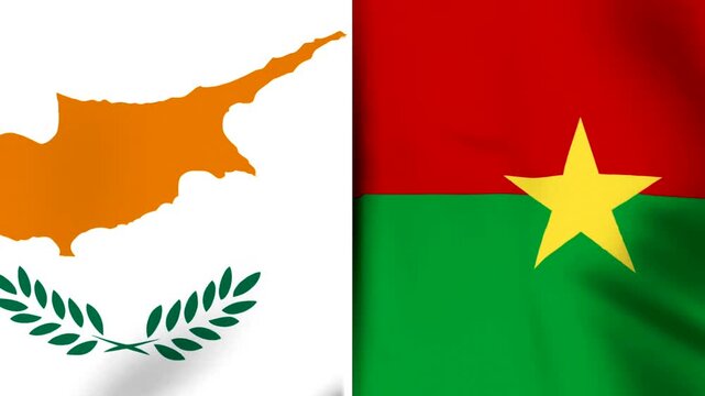 National flags of cyprus and burkina faso waving side by side