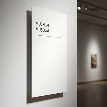 Modern Minimalist Museum Wayfinding Sign Mockup in Art Gallery