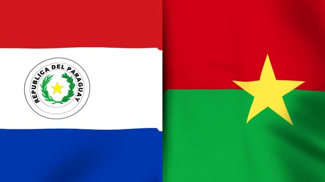 National flags of paraguay and burkina faso waving together side by side