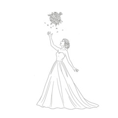 Fototapeta premium Bride Tossing Her Bouquet Into the Air Minimalist Bouquet Into the Air