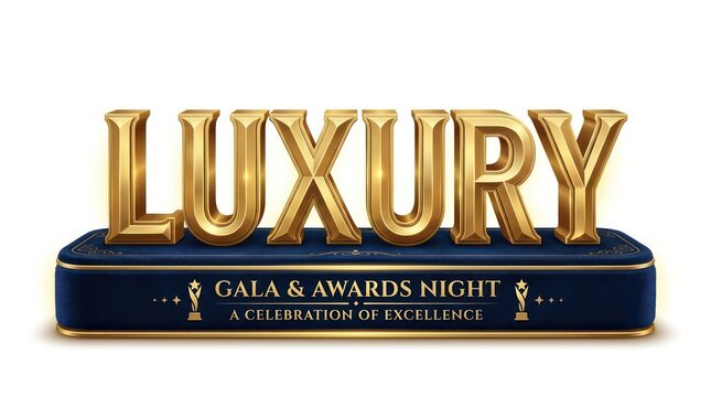 Luxury Golden 3D Text for Awards Gala Ceremony isolated on White Background