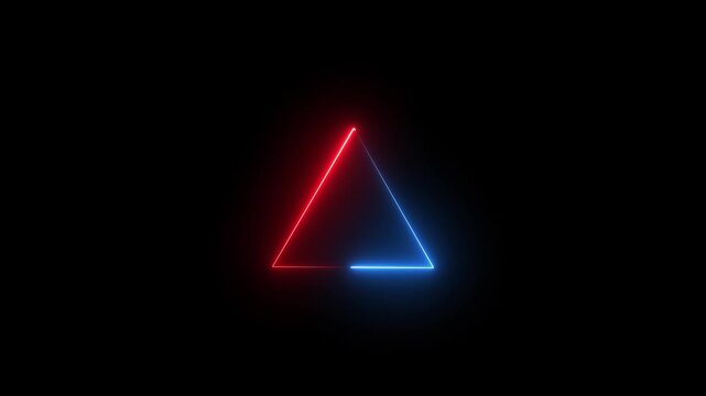 Glowing neon line triangle icon animation on black background, Glowing Triangle Frame Loading 4k video