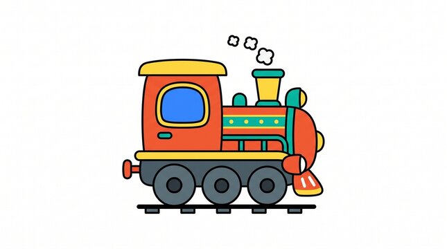 Colorful Toy Steam Train Engine Vector Illustration Isolated on White Background