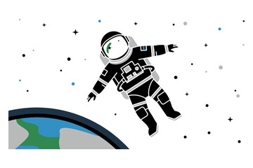 Astronaut Floating in Space Vector Illustration © langit