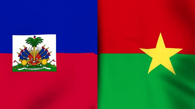 Waving flags of Haiti and Burkina Faso combined side by side