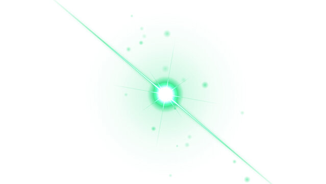 Green circular abstract with concentric rings and diagonal light beam on black