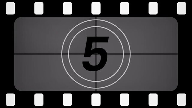 Vintage Filmstrip Countdown Leader with Full Sprocket Border
