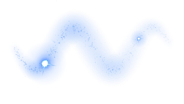 Blue wavy line with circular nodes and sparkling star effects on a dark circles