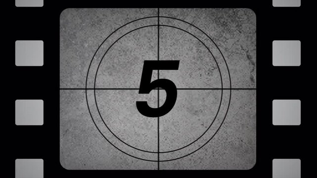 Grunge Film Countdown Leader Framed by Side Sprocket Holes