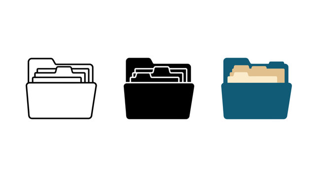 Folder icon with multiple documents inside documents organization information management