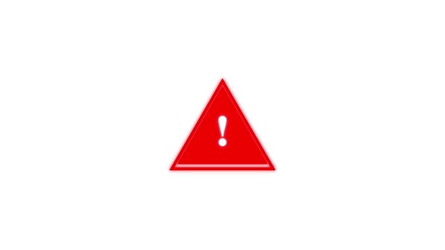 Warning alert icon animation with triangular caution symbol. Attention notification sign for error risk and system message. Safety indicator element for digital interface and alert display.