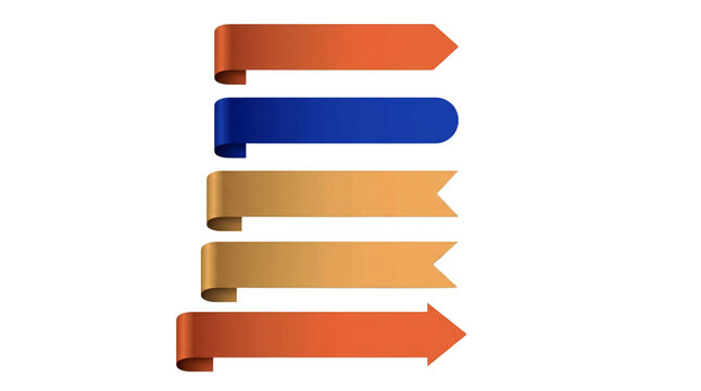 Set of ribbon style banners with gradient effect.