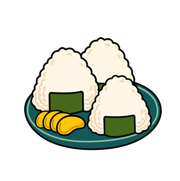 Cute Japanese Onigiri Rice Balls Food Illustration