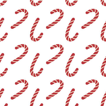 Candy cane seamless pattern christmas sweet holiday background vector template wrapping paper design