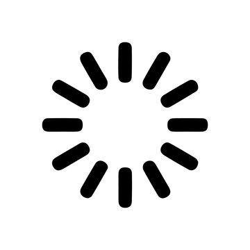 Black loading spinner buffer silhouette icon representing progress and waiting, isolated on a transparent background.