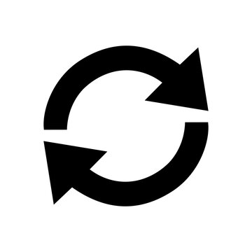 Black circular refresh and sync arrows silhouette icon, isolated on a transparent background.