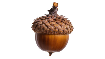 Brown acorn with textured cap, isolated on transparent background © Igor