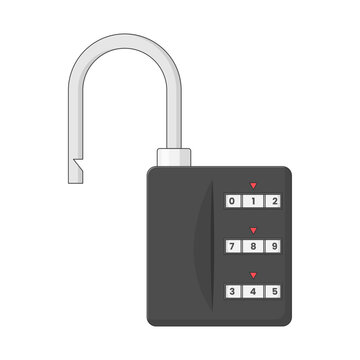 Combination Luggage Lock Vector Illustration. Clean Icon Design Element Isolated on White Background