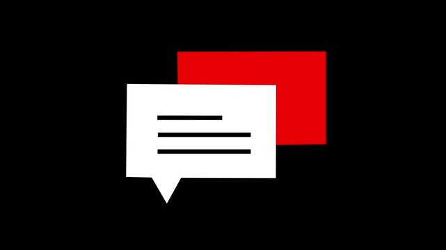 Animation chat box or speech bubbles icon on black background. representing messaging communication and social media interaction
