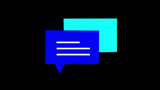 Animation chat box or speech bubbles icon on black background. representing messaging communication and social media interaction