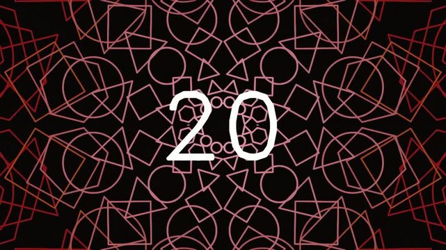 Abstract geometric pattern with number twenty on dark background