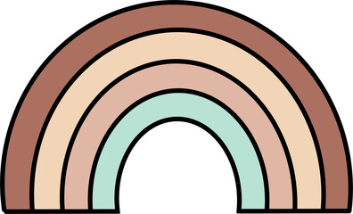 Obraz premium Cute pastel rainbow arch vector illustration on dark background