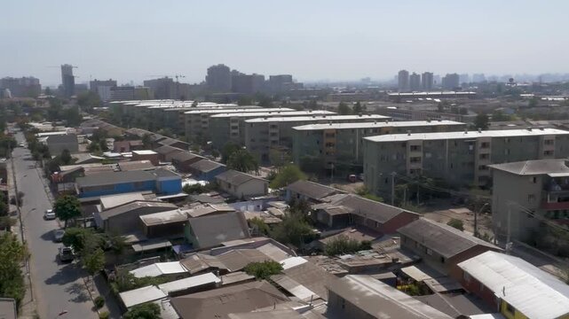 drone view Santiago downtown traffic Chile las condes urban city