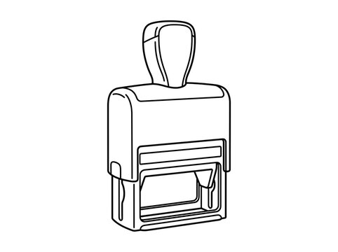 Self inking stamp office icon line art vector illustration isolated on white background