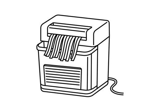 Paper shredder office machine icon line art vector illustration isolated on white background