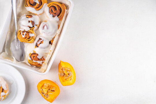 Homemade sweet autumn pumpkin cinnamon rolls