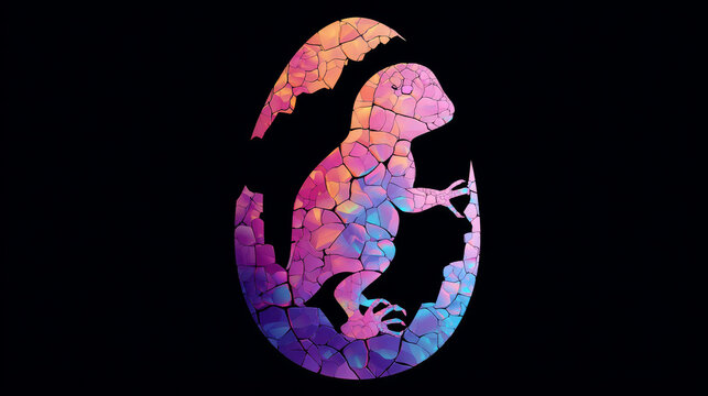 Cracked Easter Egg with Hatchling Silhouette, Easter Holiday Vector Illustration