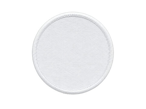 White round woven fabric label isolated on transparent background