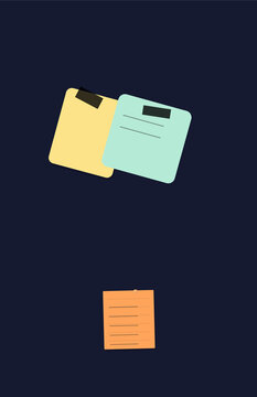 Isometric folder and document icon set in dark space