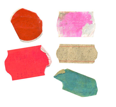 set of empty grungy adhesive price stickers with free copy space,isolated on tranparent background