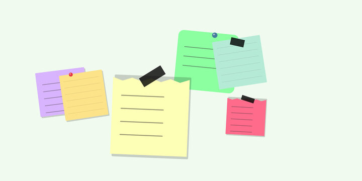 Colorful sticky notes with calendar grids and blank lines