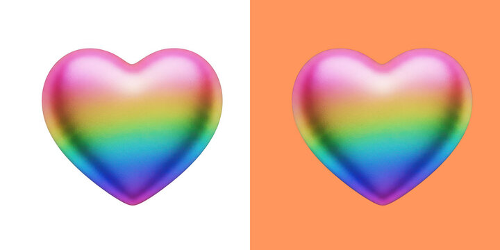 Shiny gradient rainbow colored heart shape 3D render