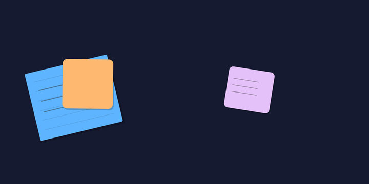 Flat design sticky notes with lines on dark background
