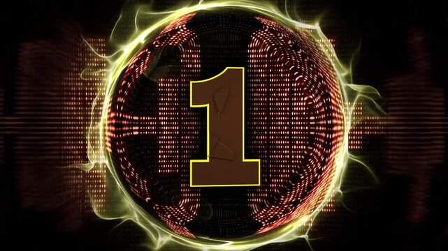 Number 1 Explosive Top Ten Music WAVE Number Transition Animation on Alpha Channel, Loop
