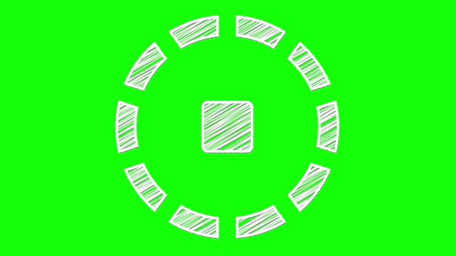 vlog動画を意識した落書き風のお洒落な映像停止マーク(白色)／A stylish white hand-drawn stop icon designed for vlog videos