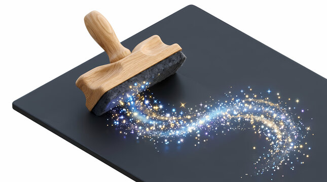 Isometric chalkboard with calculus formulas and glowing 3D drafting tools on blue background