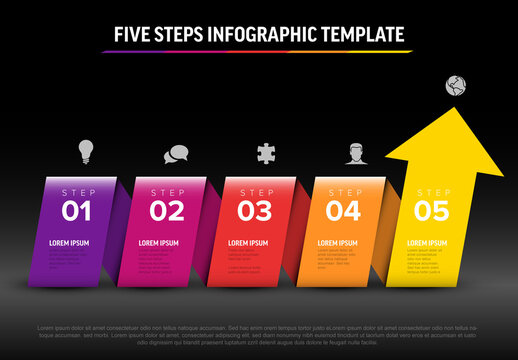 Five Steps Business Infographic Template with Arrow