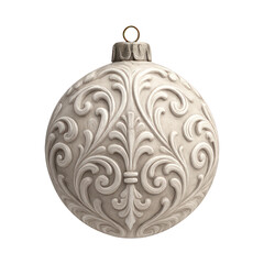 Fototapeta premium PNG Elegant ornate white Christmas ornament.