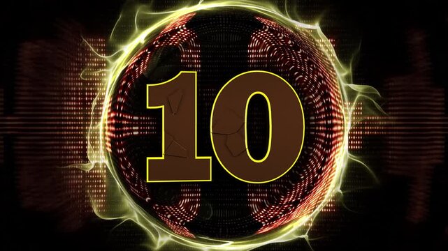 Number 10 Explosive Top Ten Music WAVE Number Transition Animation on Alpha Channel, Loop
