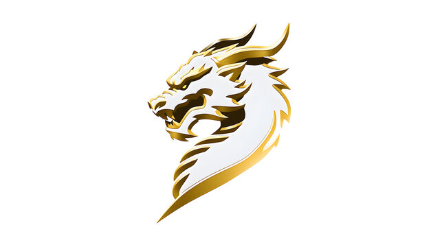 Golden Dragon Head Logo Premium Luxury Fantasy Monster Emblem Vector Mascot