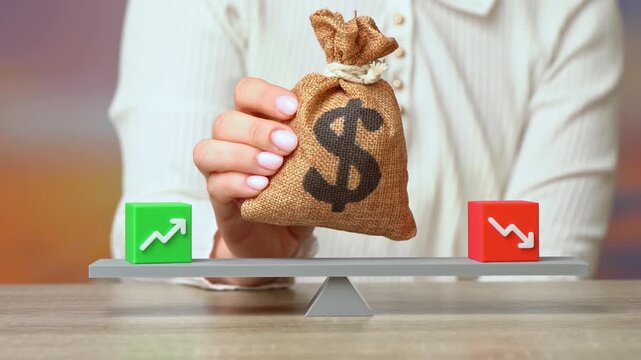 Revenues and expenses on the scale and the dollar cash bag. Debits and credits, cash gap. Forecasts for the rise and fall of prices, capital, and capitalization. Strong margins. Positive cash flow